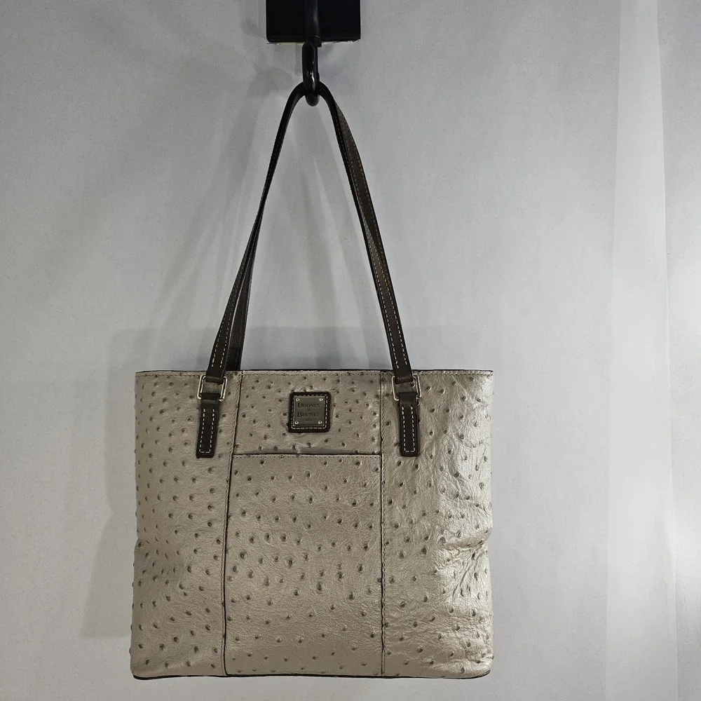 VTG AMAZING COND Dooney Bourke Ostrich Embossed Leather Tote Purse‎ EUC